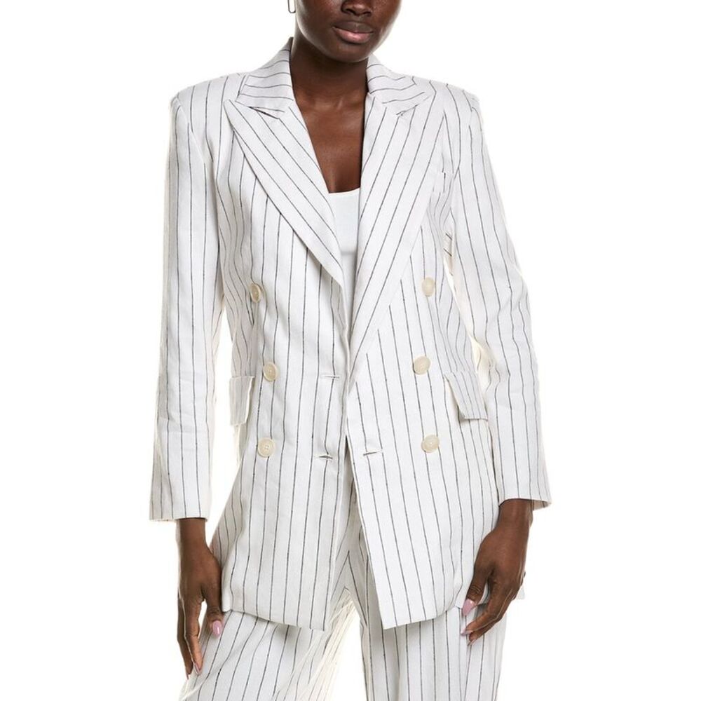 Emerson Fry Womens Julius Linen-Blend Blazer, White